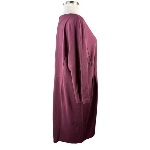 Lafayette 148 New York Sheath Dress 3/4 Sleeve Pleated Berry Womens Plus Size 3X - Picture 6 of 12